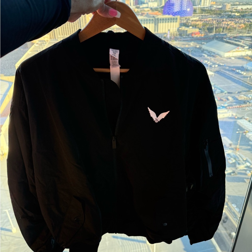 Victoria’s Secret fashion show Black Jacket  with back logo wings size Large NWT